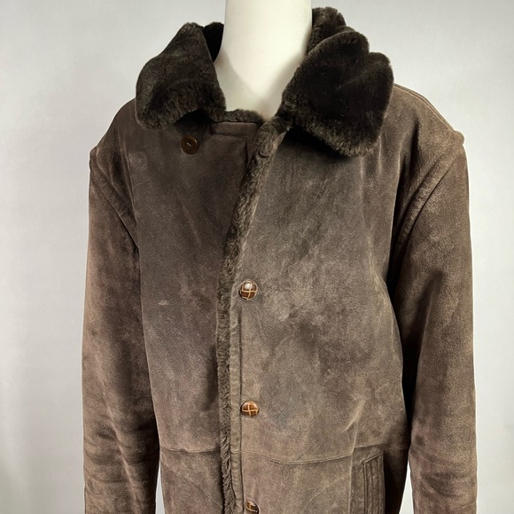 COPY - Leather Coat L Faux Fur Lined Expeditions RC Jacket - Picture 2 of 6